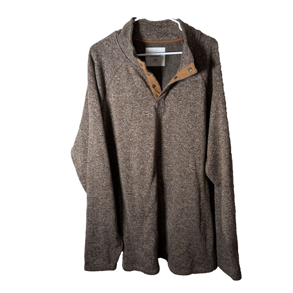 Sonoma Sweatshirt Men's 3XB Brown Knit Popover Long Sleeve Pullover Casual